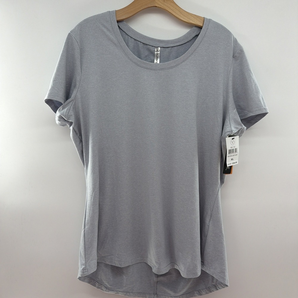 Burnside Women's XL Heather Light Gray Scoop Neck T-shirt Short Sleeve UV Protec
